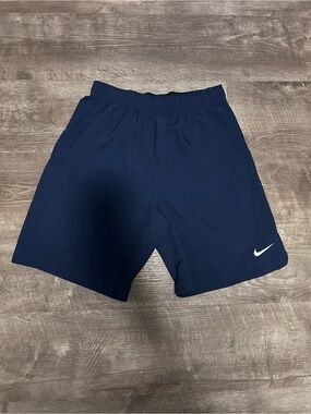 Nike Men's Navy Athletic Shorts with White Swoosh